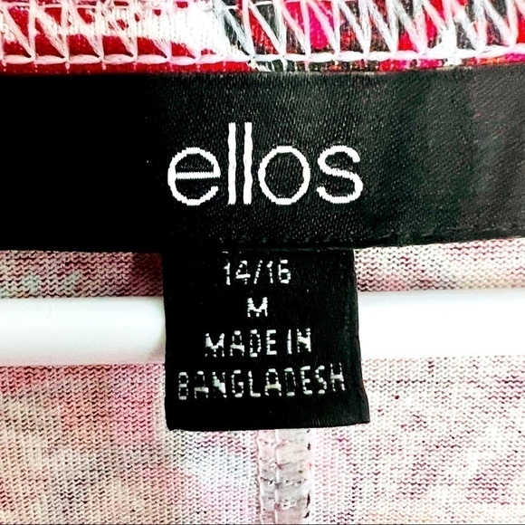 ELLOS Red Paisly Shift Dress Capped Sleeves Scoop Neck 100 Viscose Knee Length M - Picture 10 of 12